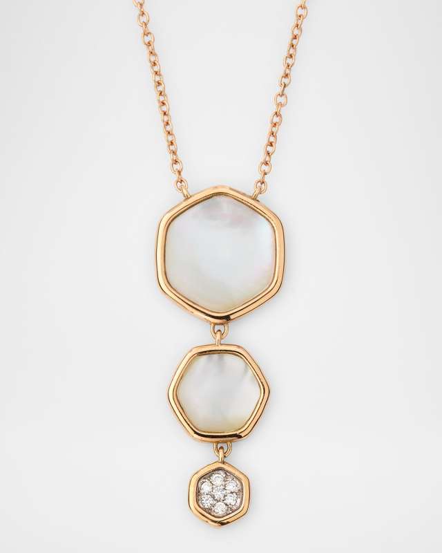 18K Rose Gold Diamond and Mother-Of-Pearl Pendant Necklace
